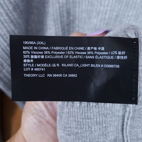 THEORY Sweater Mens XXL Gray Pullover Crew Ribbed Knit RILAND $225 - Picture 5 of 8